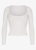 Cotton Jersey longsleeve met rechthoekige hals - Wit
