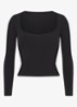 Cotton Jersey longsleeve met rechthoekige hals - Zwart