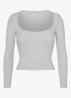Cotton Jersey longsleeve met rechthoekige hals - Lichtgrijs