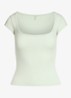 Cotton Jersey t-shirt met rechthoekige hals - Mint