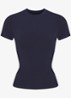 T-shirt van jersey met ribstructuur - Donkerblauw