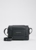 Megan crossbodytas van leer met logo - Zwart