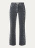 Sienna mid waist loose fit jeans met panterprint - Donkerblauw