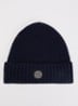 00001 ribgebreide muts in kasjmierblend met logo - Donkerblauw