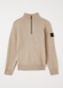 00014 fijngebreide trui in kasjmierblend met halve rits - Beige