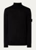 00066 fijngebreide pullover van scheerwol met col - Zwart