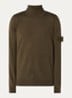 00066 fijngebreide pullover van scheerwol met col - Legergroen