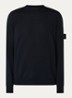 00074 fijngebreide pullover van scheerwol met logo - Donkerblauw