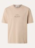 12002 T-shirt met logo- en backprint - Beige
