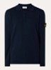 64349 fijngebreide trui met polokraag en logo - Donkerblauw