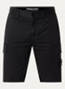 S0004 straight fit korte broek met logo en steekzakken - Zwart