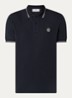 S0018 slim fit polo van piqué katoen met logoborduring - Donkerblauw
