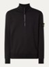 S0051 sweater met halve rits en logo - Zwart