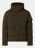 S0F52 puffer jack van scheerwol met donsvulling en afneembare capuchon - Legergroen