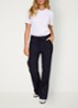 Abigail mid waist flared fit joggingbroek van travelstof - Zwart