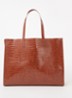Alicon shopper met crocostructuur - Bruin