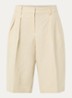 Bilbao high waist wide fit korte pantalon in linnenblend - Beige