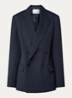 Newark double-breasted blazer in scheerwolblend met klepzakken - Donkerblauw