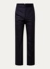 Straight fit pantalon van wol met streepprint en steekzakken - Donkerblauw