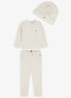 Babyset met trui, broek en muts 3-delig - Ivoor