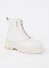 Biker boot van leer met plateauzool - Gebroken wit