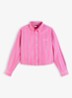 Blouse met streepprint en logoborduring - Roze