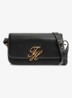 Crossbodytas van leer met logo - Zwart