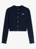 Fijngebreid vest met opengewerkt dessin - Donkerblauw