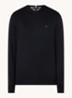 Fijngebreide pullover in kasjmierblend met logoborduring - Zwart