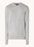 Fijngebreide pullover in kasjmierblend met logoborduring - Lichtgrijs