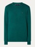 Fijngebreide pullover in kasjmierblend met logoborduring - Zeegroen