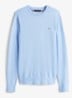 Fijngebreide pullover in kasjmierblend met logoborduring - Donkerblauw