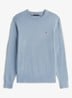 Fijngebreide pullover in kasjmierblend met logoborduring - Brisk Blue-C2B / Lichtblauw