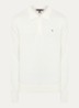 Fijngebreide regular fit polo in kasjmierblend met logo - Ivoor