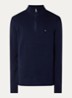 Fijngebreide trui in kasjmierblend met logoborduring - Donkerblauw