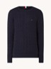 Flag Embroidery Cable Knit Jumper - Donkerblauw