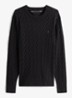 Flag Embroidery Cable Knit Jumper - Zwart