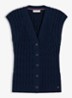 Grofgebreid vest met logoborduring - Donkerblauw