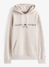 Hoodie met kangoeroezak en logoborduring - Heathered Pebble / grijs