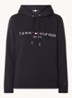 Hoodie van fleece met logoborduring - Donkerblauw