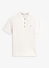 Kabelgebreide polo met logoborduring - Beige