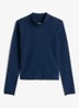 Longsleeve top met logoborduring - Donkerblauw