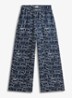 Mid waist wide fit palazzo broek van linnen - Donkerblauw