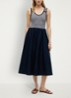 Midi jurk met plooien - Donkerblauw
