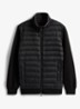 Mixed Texture Quilted Zip-Thru Sweatshirt - Zwart