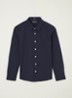 Overhemd met stretch en logoborduring - Donkerblauw