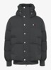Puffer jas met capuchon en logo - Zwart