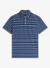 Regular fit polo met streepprint en borstzak - Donkerblauw