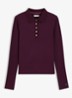 Ribgebreide polo met knoop details - Bordeauxrood