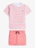 Set van t-shirt en korte broek met streepprint 2-delig - Perzikroze